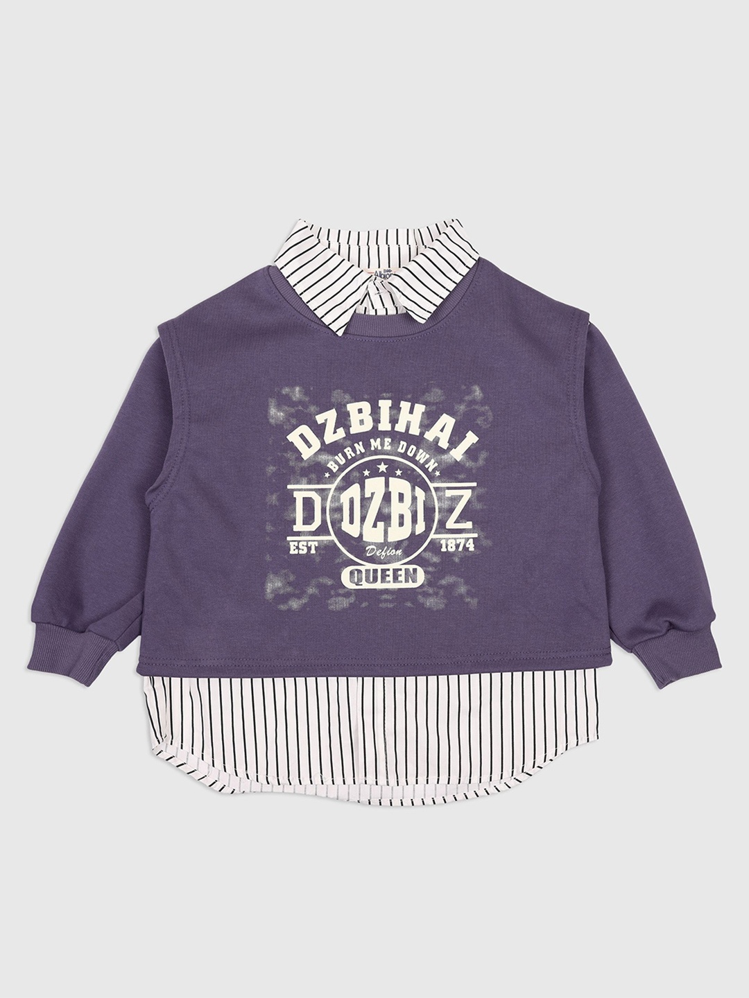 

CHUNMUN Boys Printed Round Neck Sweatshirt, Purple