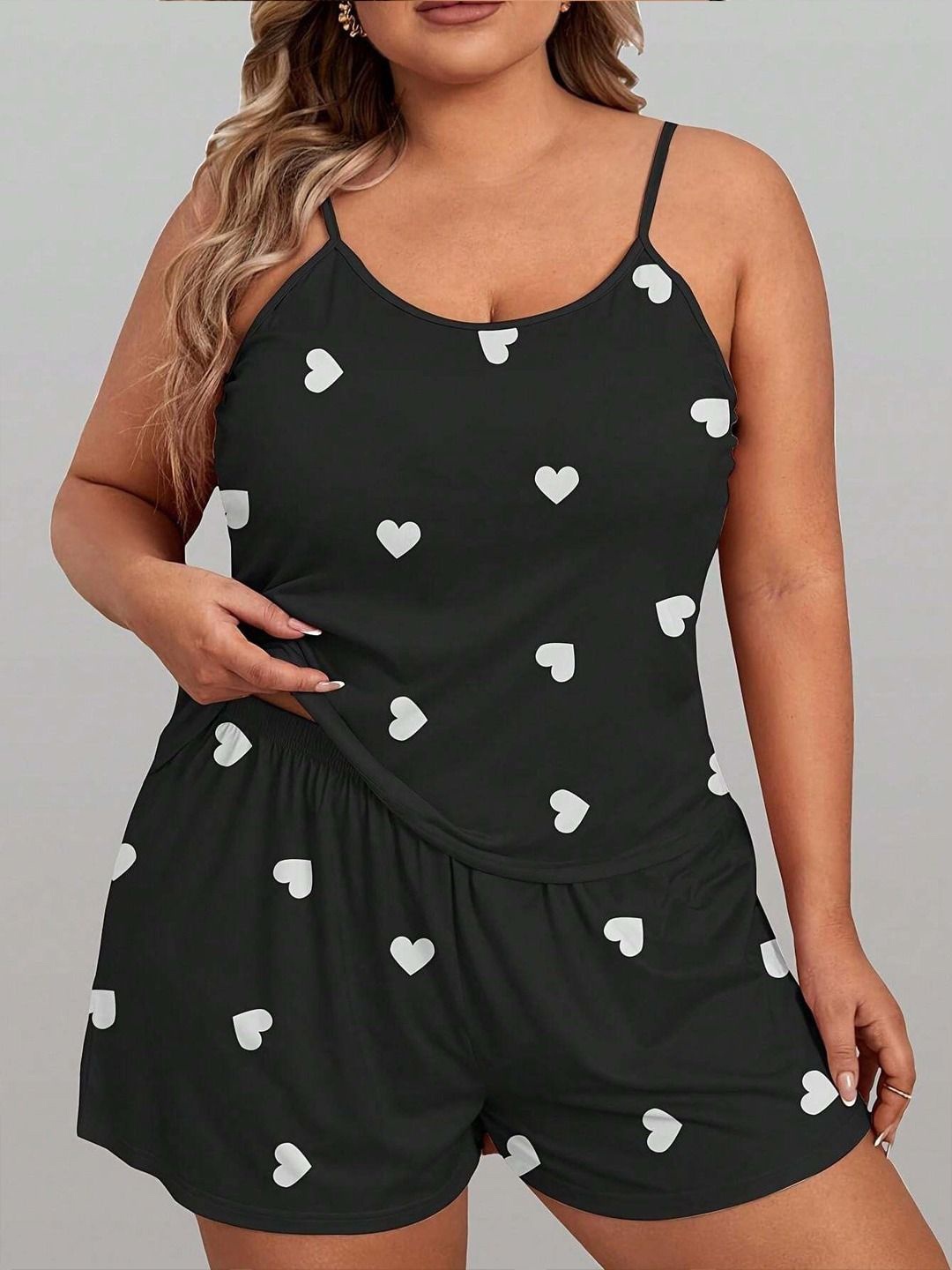 

styledose Women Conversational Printed Night suit, Black