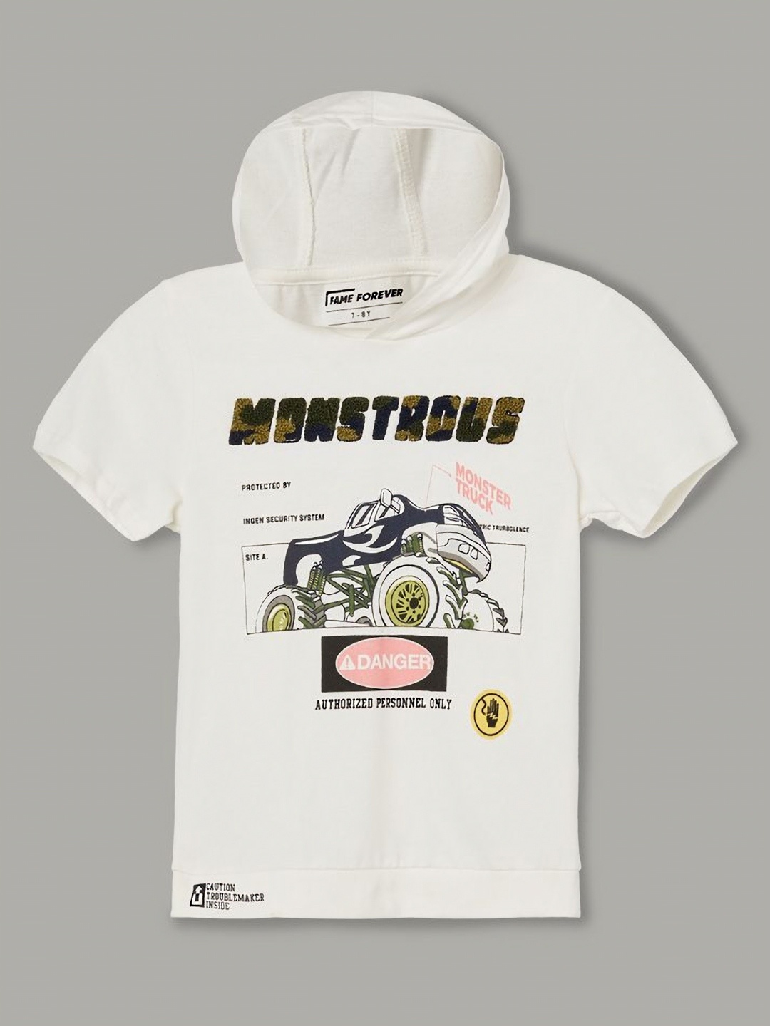 

Fame Forever by Lifestyle Boys Graphic Printed Hood Cotton T-shirt, Off white