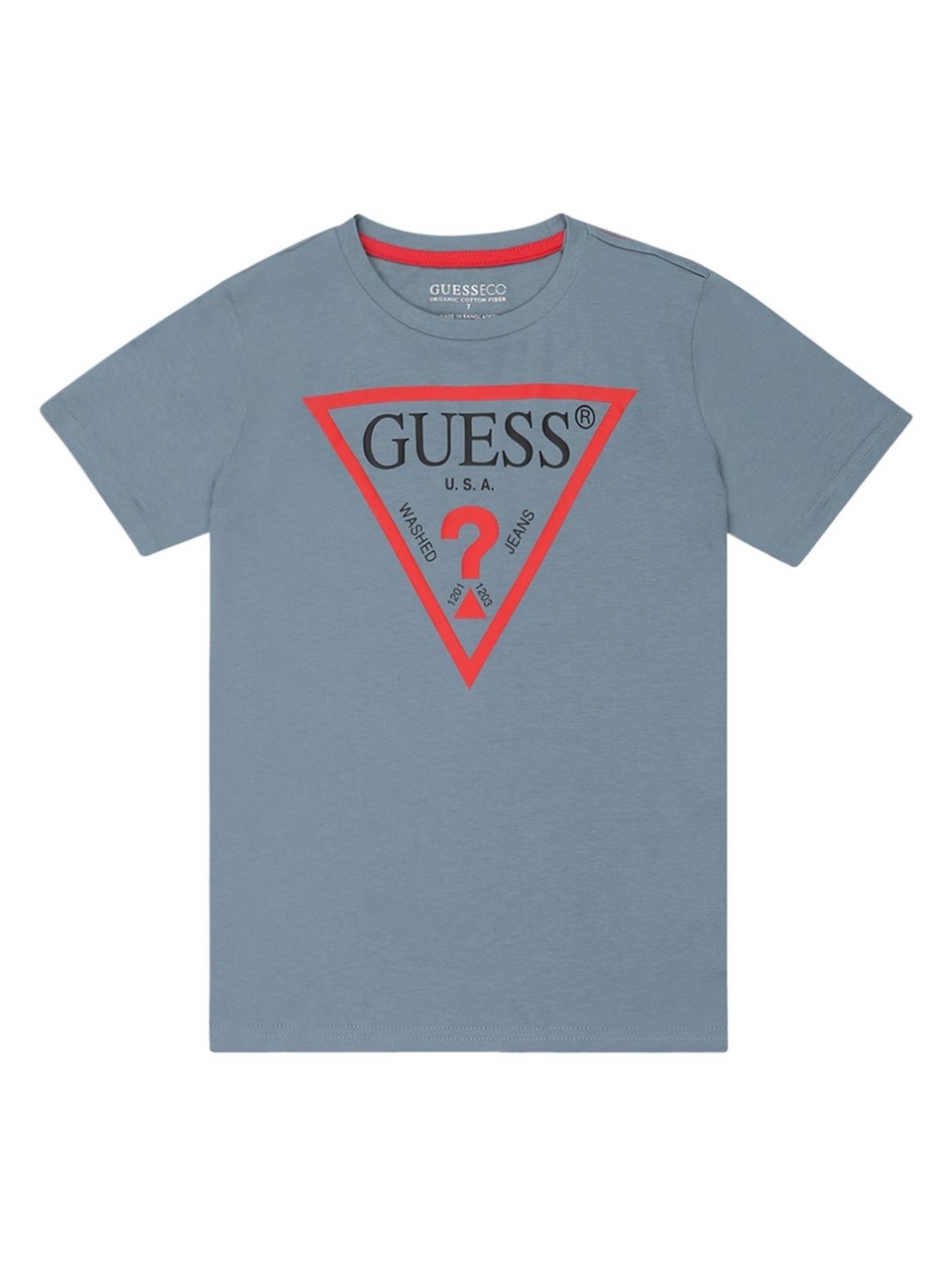 

GUESS kids Boys Typography Printed Round Neck Cotton T-shirt, Grey