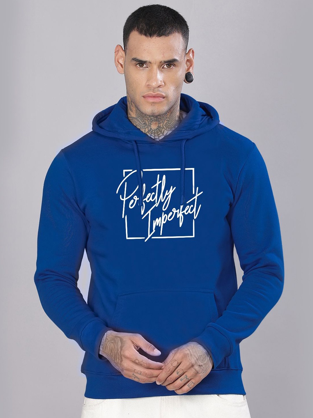 

ADRO Men Cotton printed hoodie, Blue