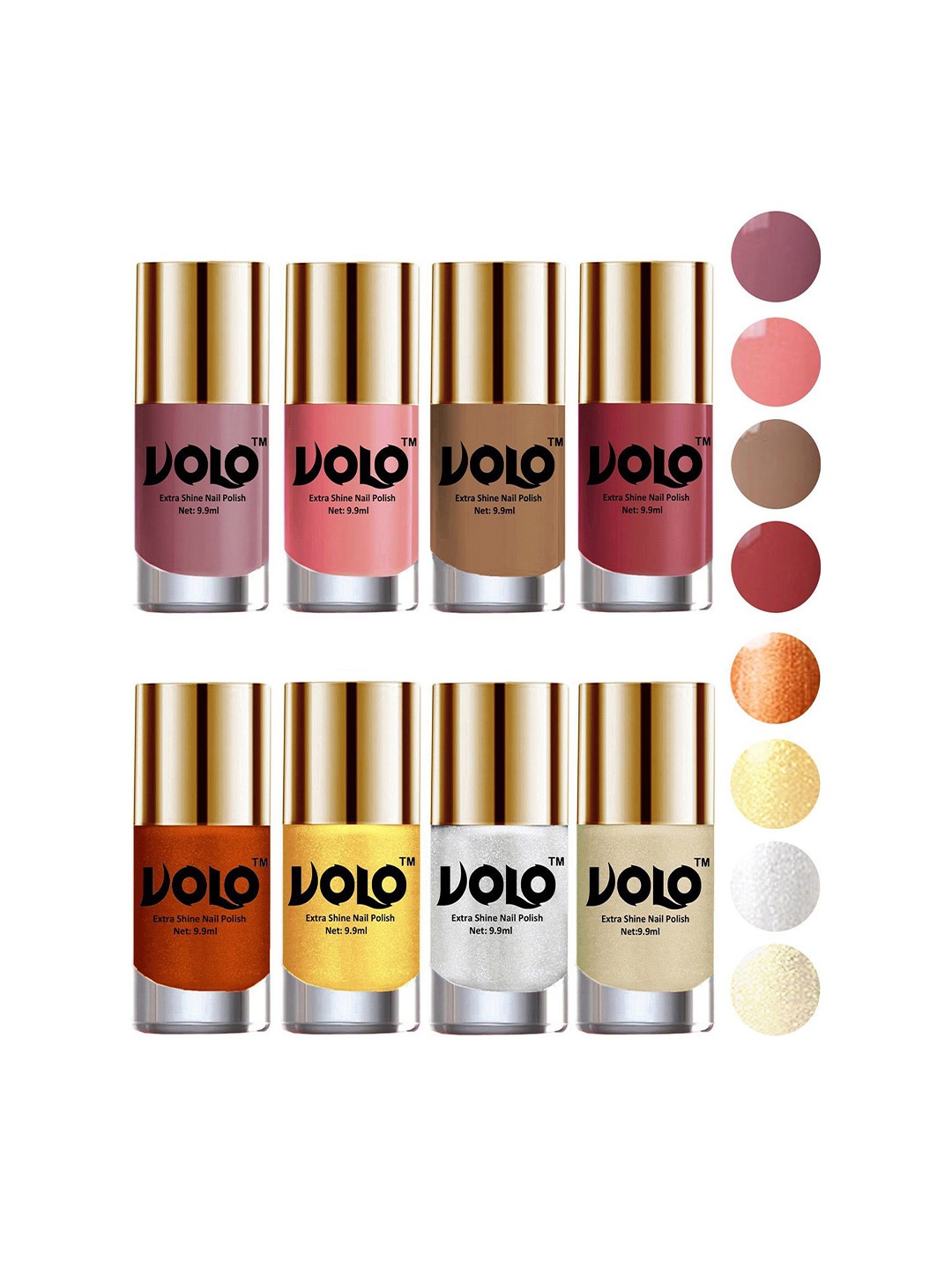 

VOLO Set of 8 High-Shine Professional Nail Polish-9ml Each-Combo No-49, Multi
