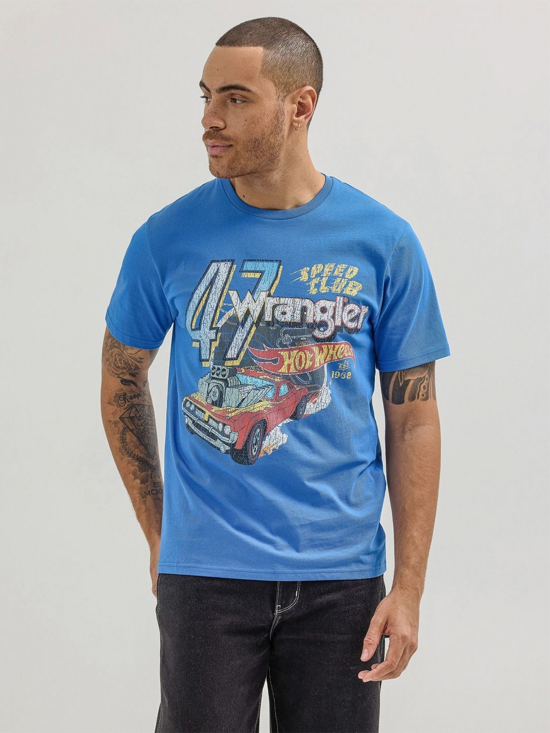 

Wrangler Graphic Printed Round Neck Cotton T-shirt, Blue