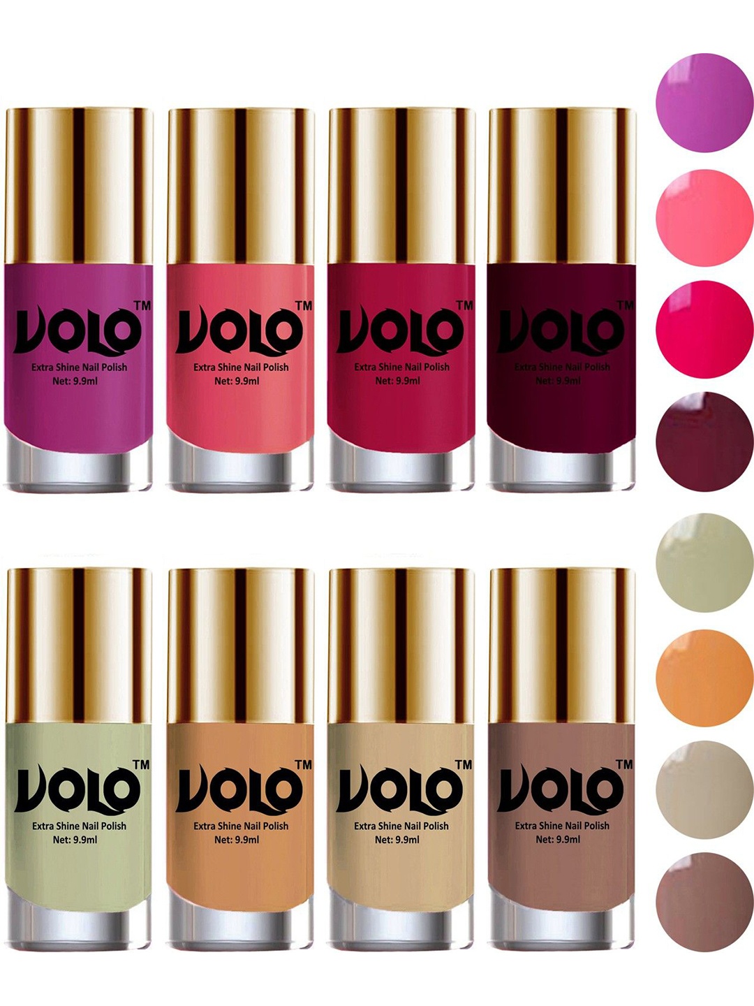 

VOLO Set Of 8 Extra Shine Nail Polish-9.9ml Each-Combo-No-13, Pink