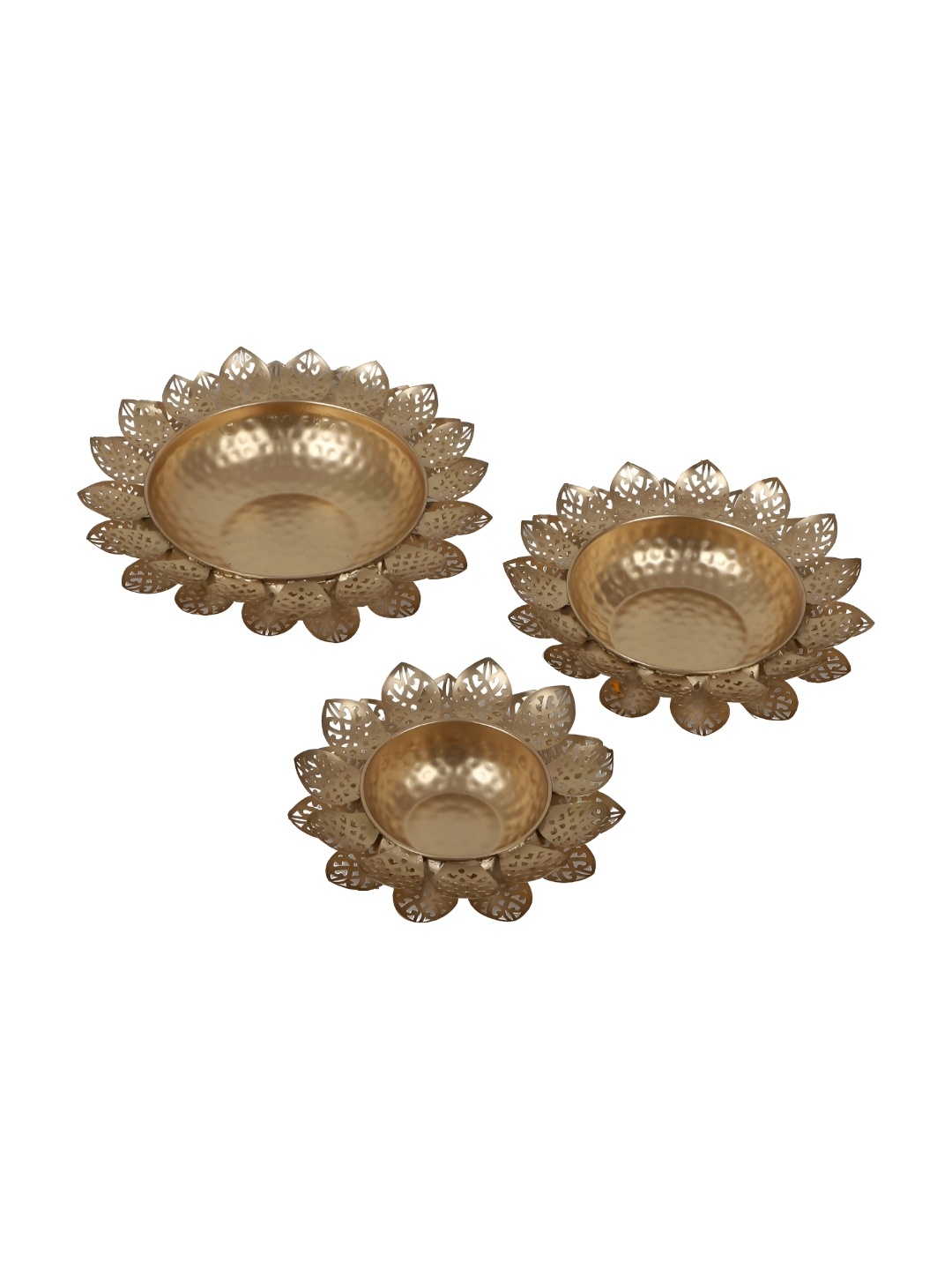 

Amaya Decors Gold -Toned 3 Pieces Flower Cut Decorative Bowl