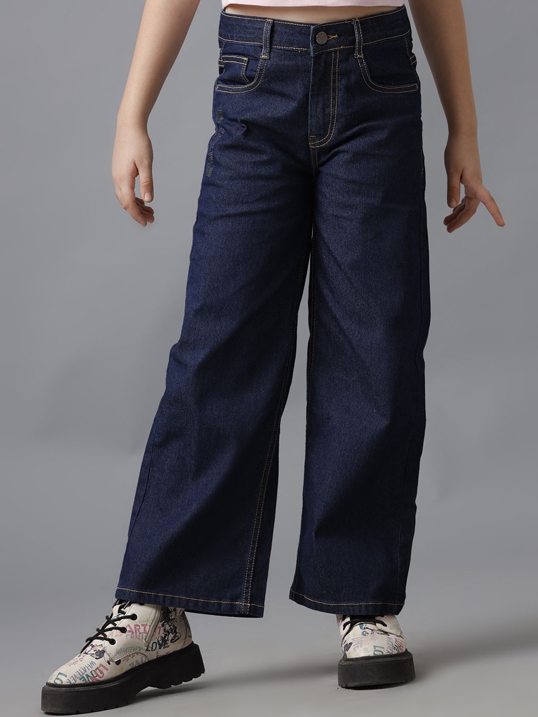 

UNDER FOURTEEN ONLY Girls Mid-Rise Flared Jeans, Blue