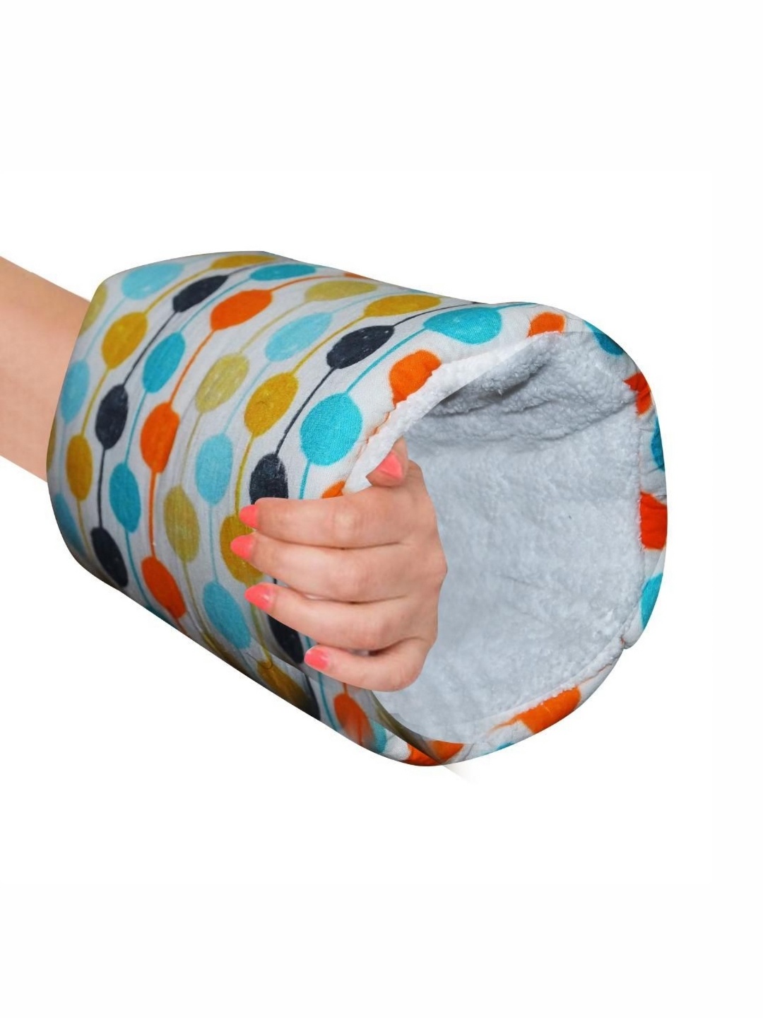 

OSCAR HOME White & Blue Printed Cotton Filled Cotton Ultra Soft Arm Feeding Pillow