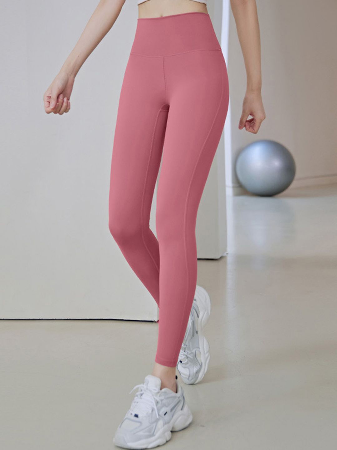 

StyleCast Women Solid High-Rise Ankle-Length Yoga Tights, Pink