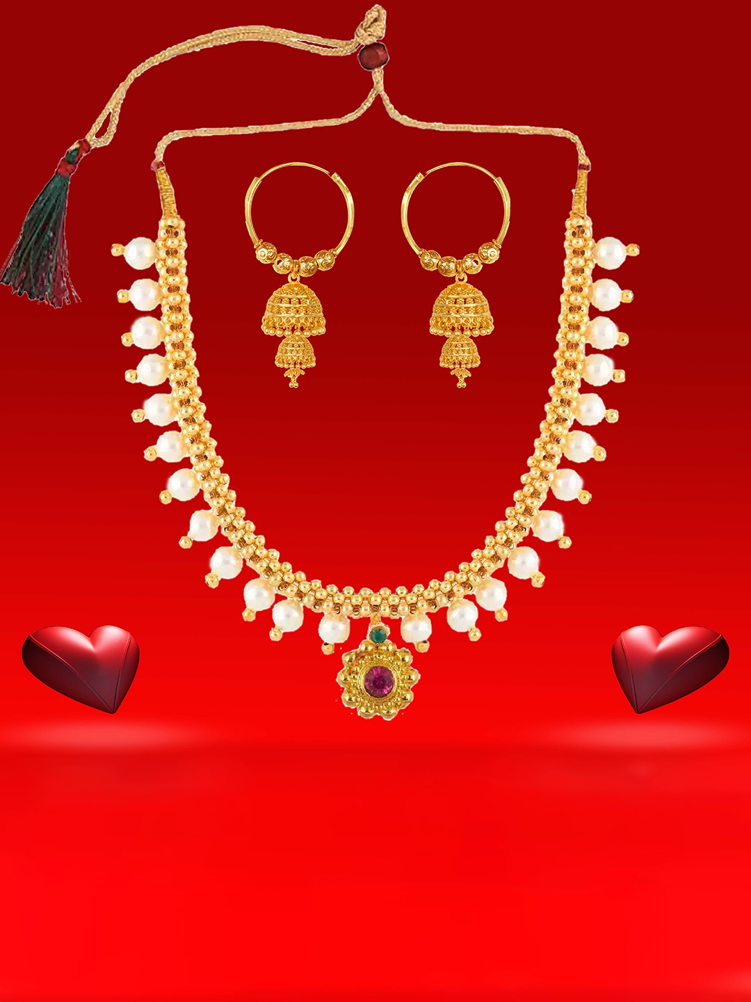 

Heer Collection Gold-Plated Matte Finish Jewellry Set