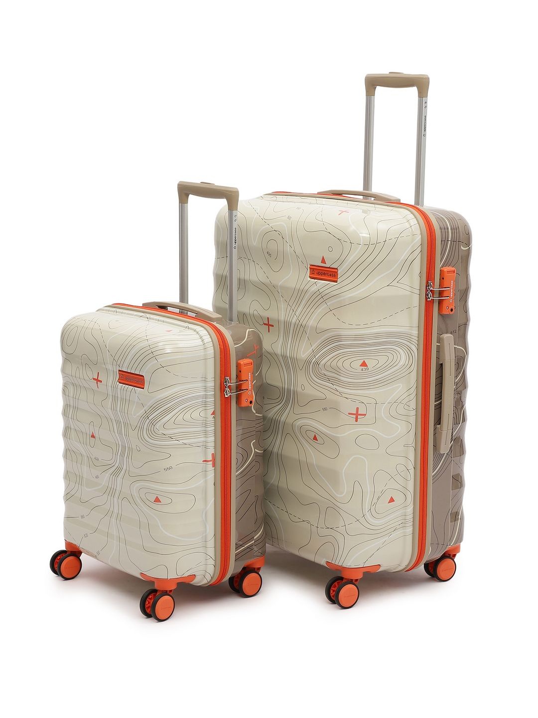 

uppercase Unisex Set Of 2 Textured Hard-Sided Trolley Suitcase, Beige