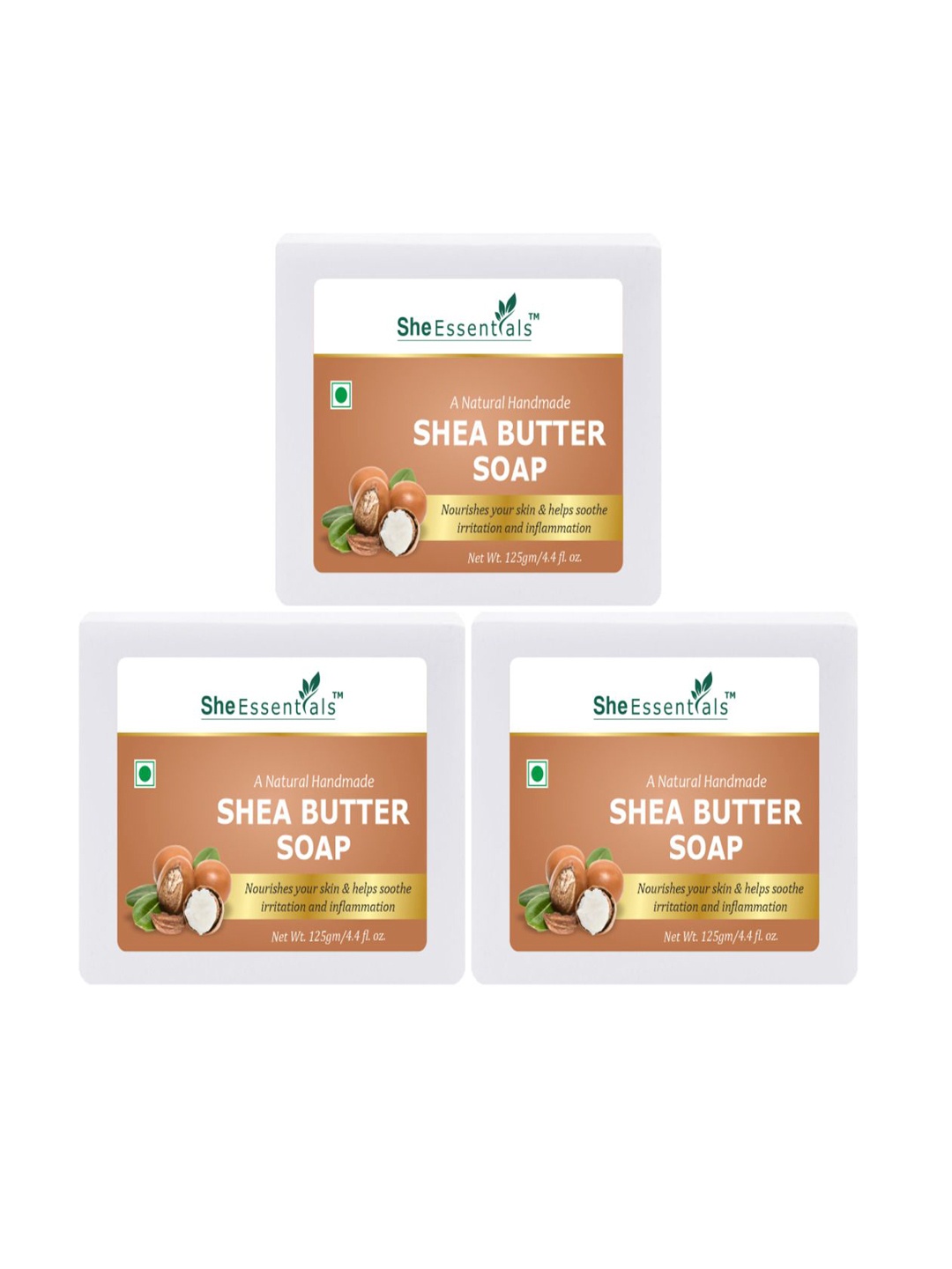 

She Essentials Set Of 3 Natural Shea Butter Soap - 125g Each, Transparent