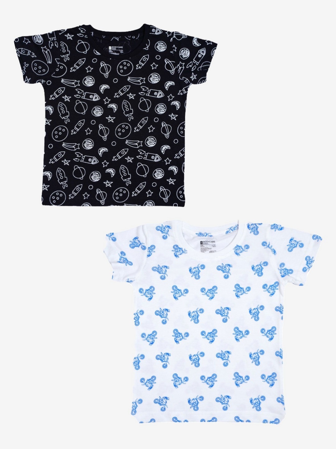 

Bodycare Boys Pack Of 2 Conversational Printed Round Neck Cotton T-shirts, Black