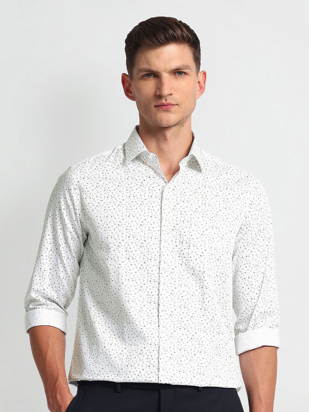 

Arrow Men Slim Fit Opaque Printed Formal Shirt, White