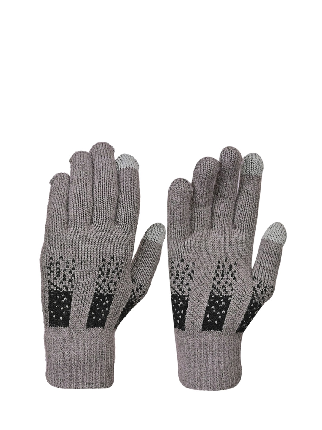 

LOOM LEGACY Men Patterned Acrylic Winter Gloves, Grey