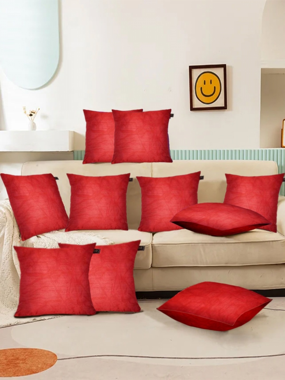 

Lushomes Red 10 Pieces Square Cushion Covers