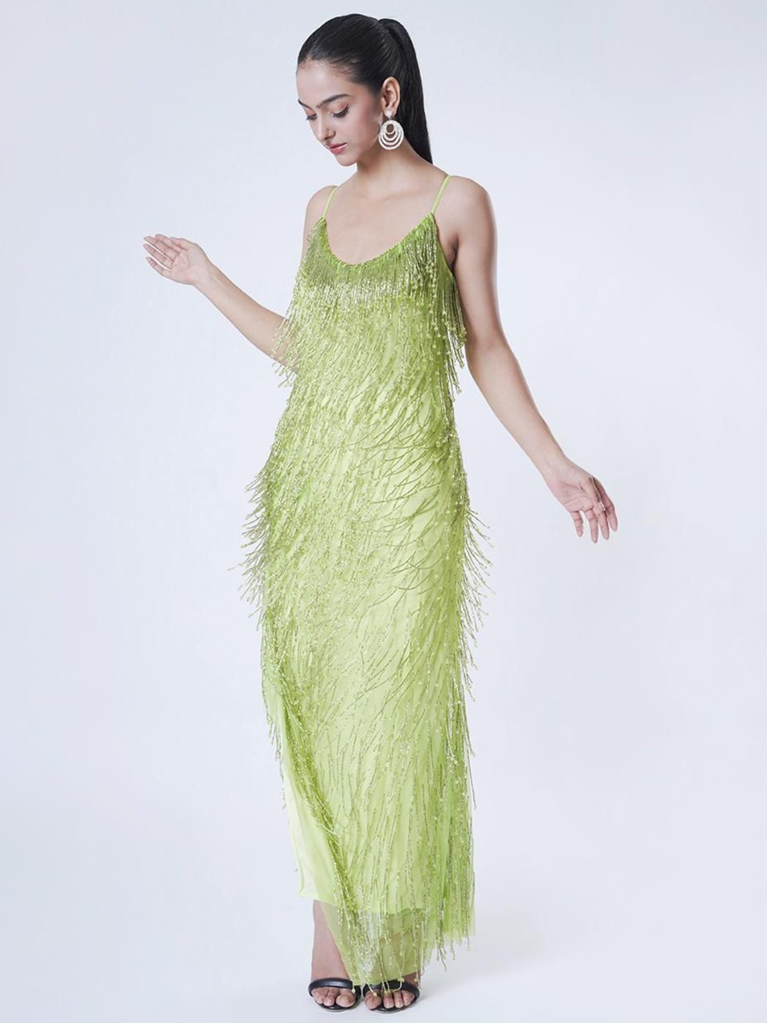 

UPGRADE Tassled Maxi Dress, Lime green