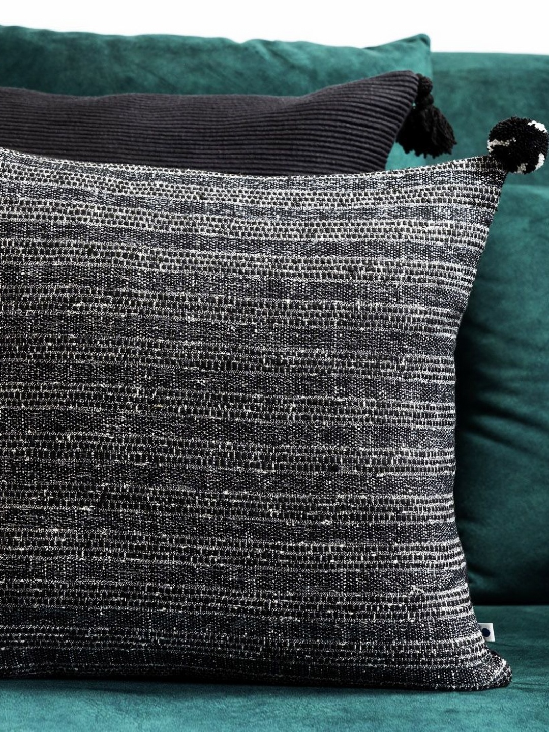 

ONSETHOMES Black & Grey Self Design Square Cushion Covers