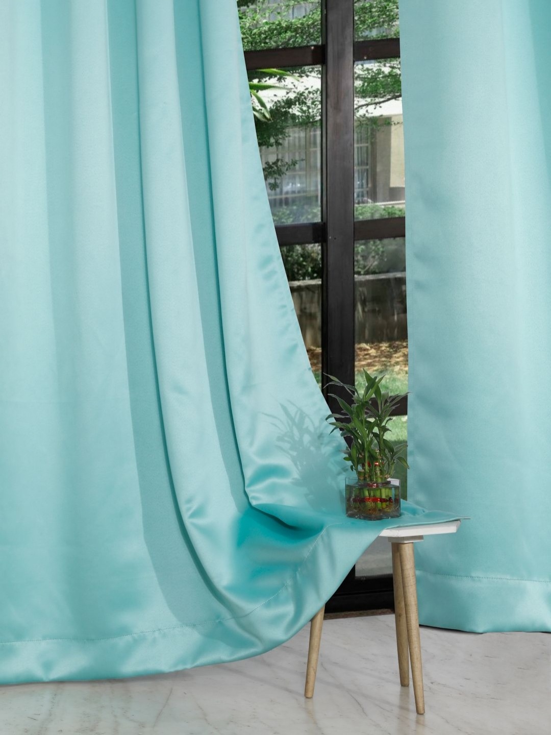 

ROSARA HOME Turquoise Blue 2 Pieces Black Out Long Door Curtains