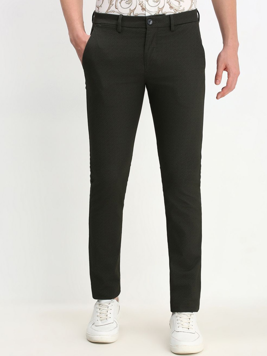 

Allen Solly Men Printed Ultra Slim Fit Trousers, Grey