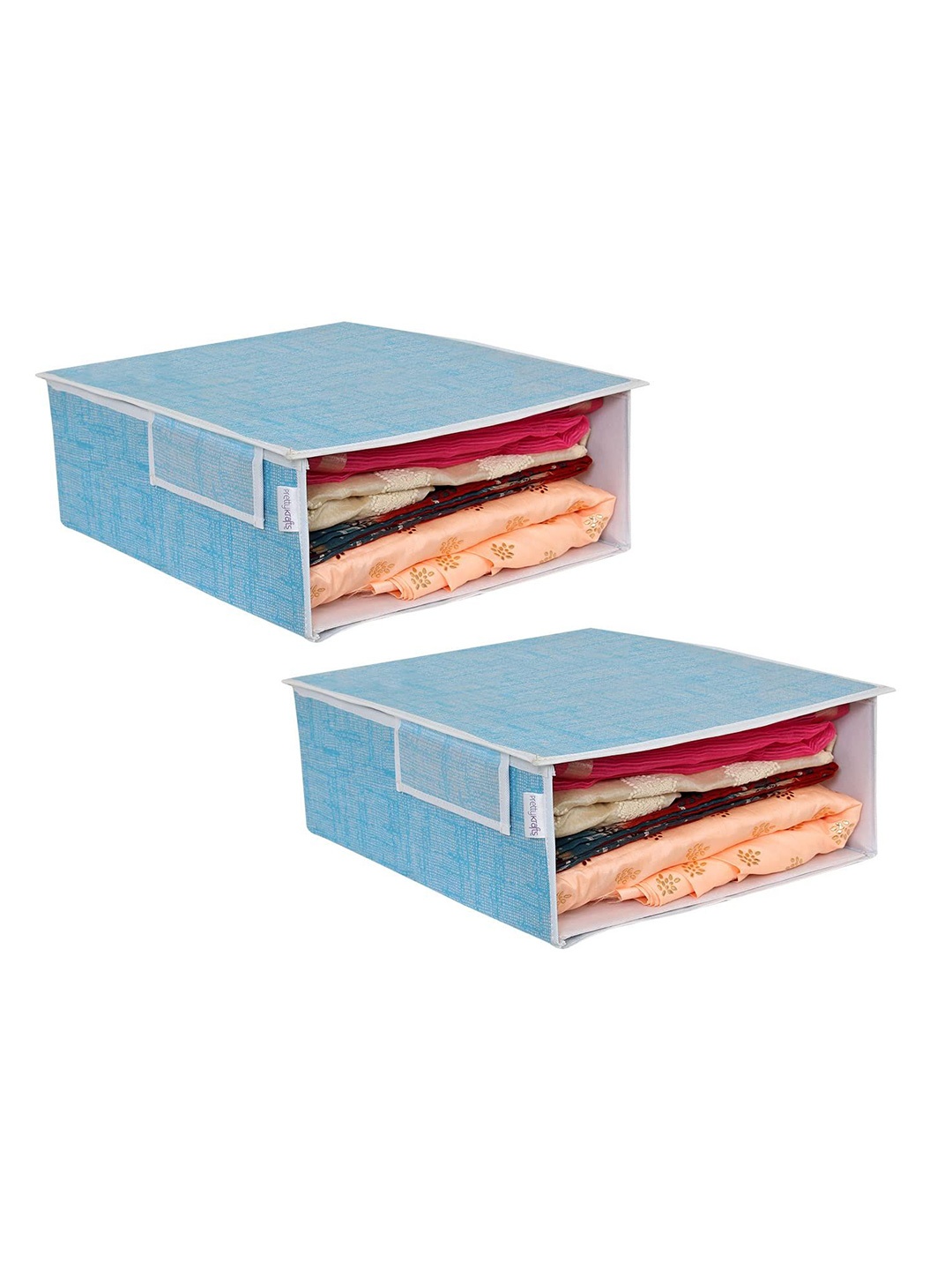 

prettykrafts Blue & White 2 Pieces Reusable Multi-Utility Organisers
