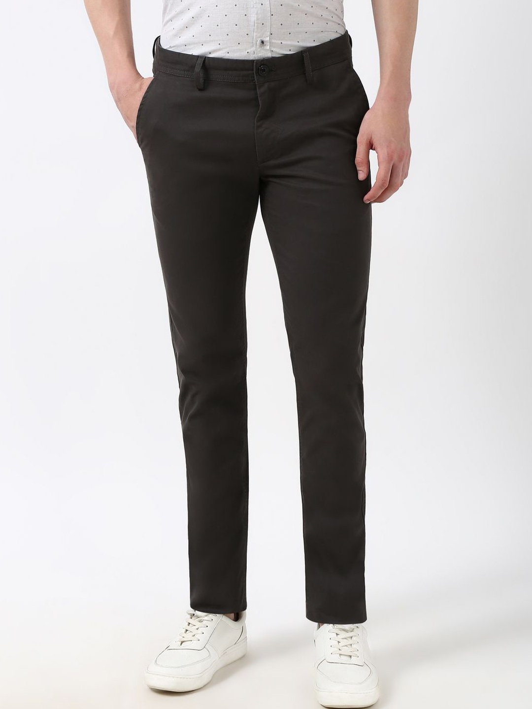 

Peter England Casuals Men Skinny Fit Trousers, Grey