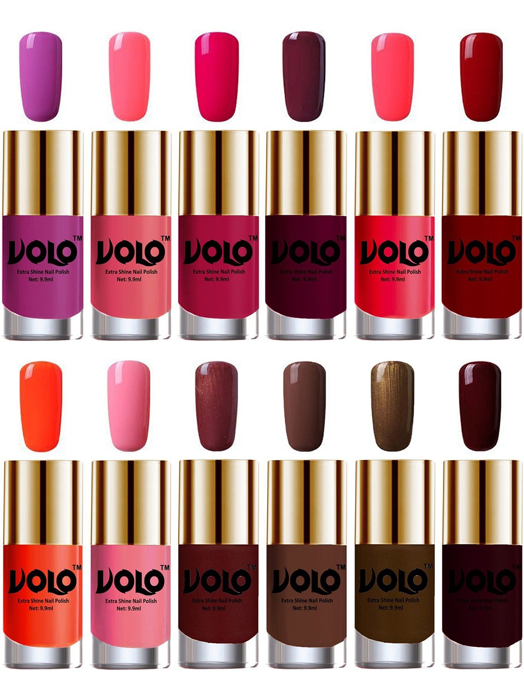 

VOLO Set Of 12 Extra Shine Nail Polish-9.9ml Each- Combo-No-78, Purple