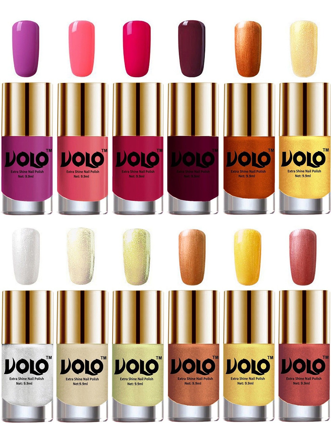 

VOLO Set of 12 Luxury Super Shine Nail Polish- 9.9 ml- Combo-No-21, Olive