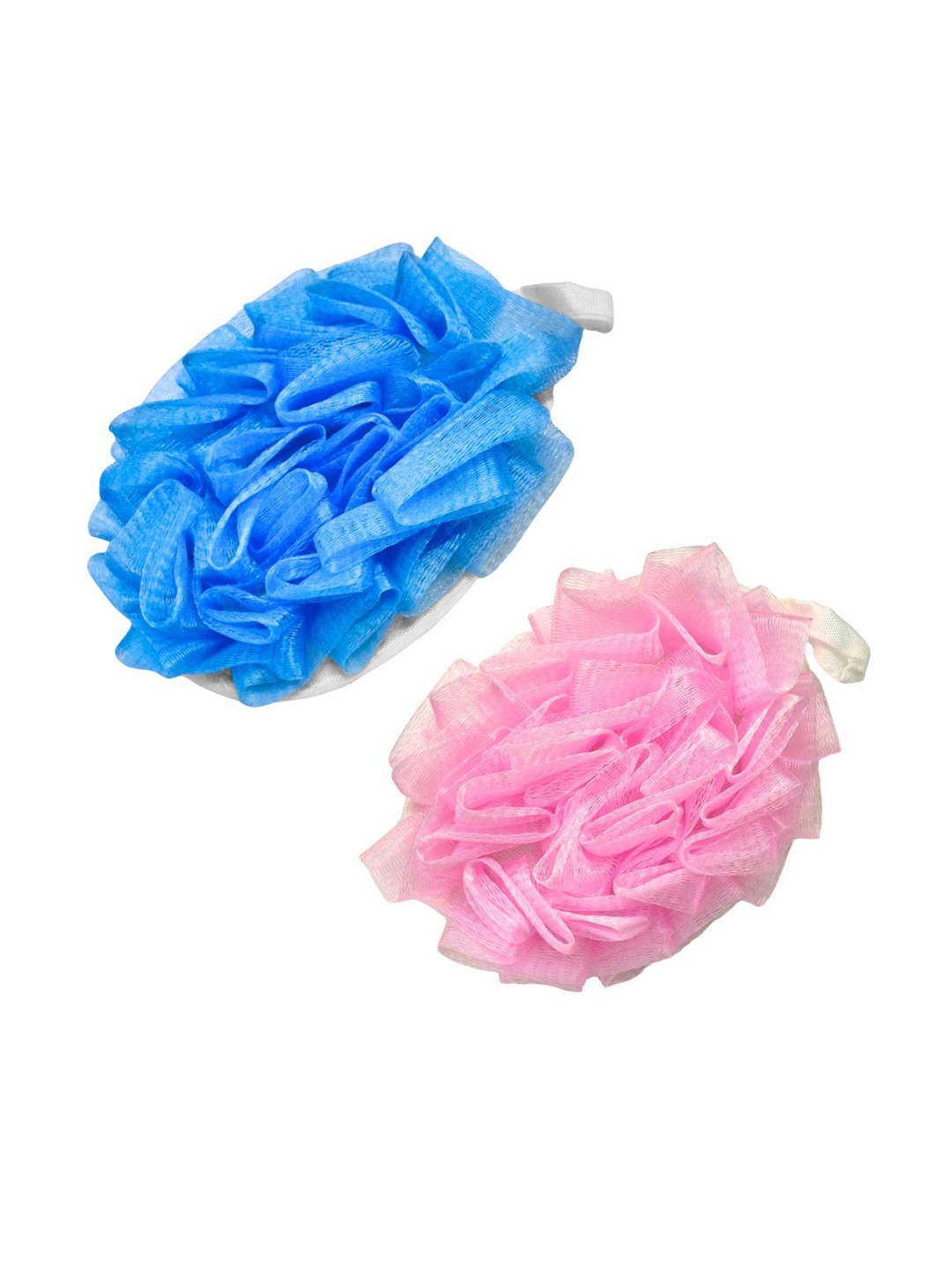 

CareDone Set Of 2 Soft Luxury Bathing Round Hand Loofah With Strap, Blue