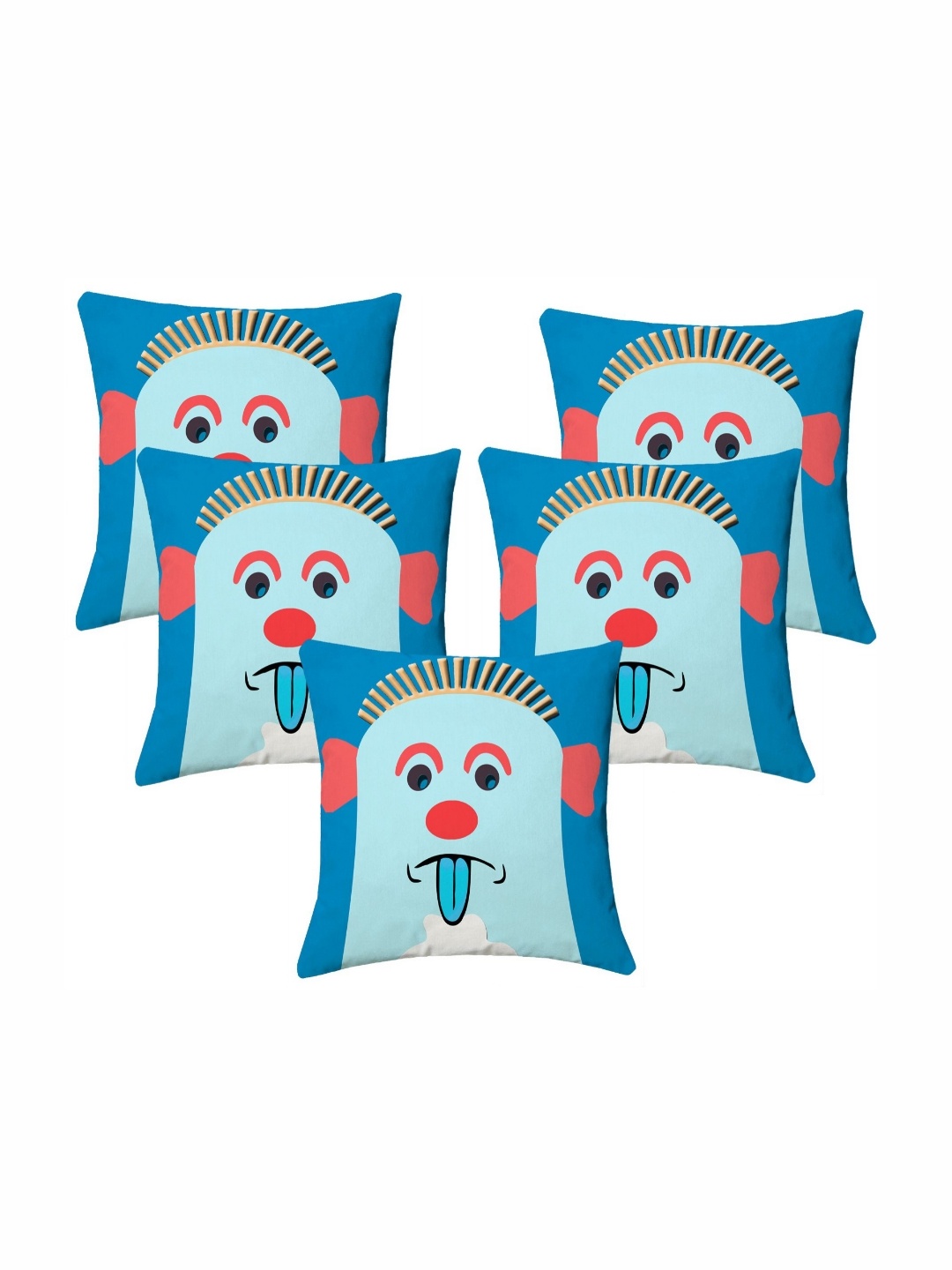 

Lushomes Blue & Red Set of 5 Cartoon Characters Square Cushion Covers