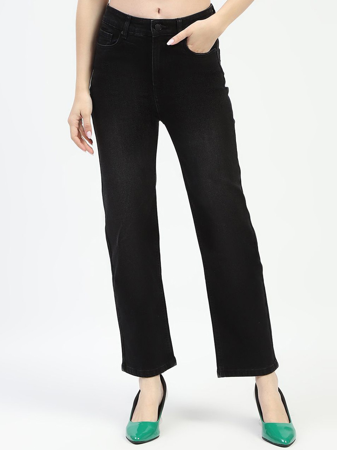 

Madame Women Straight Fit Jeans, Black