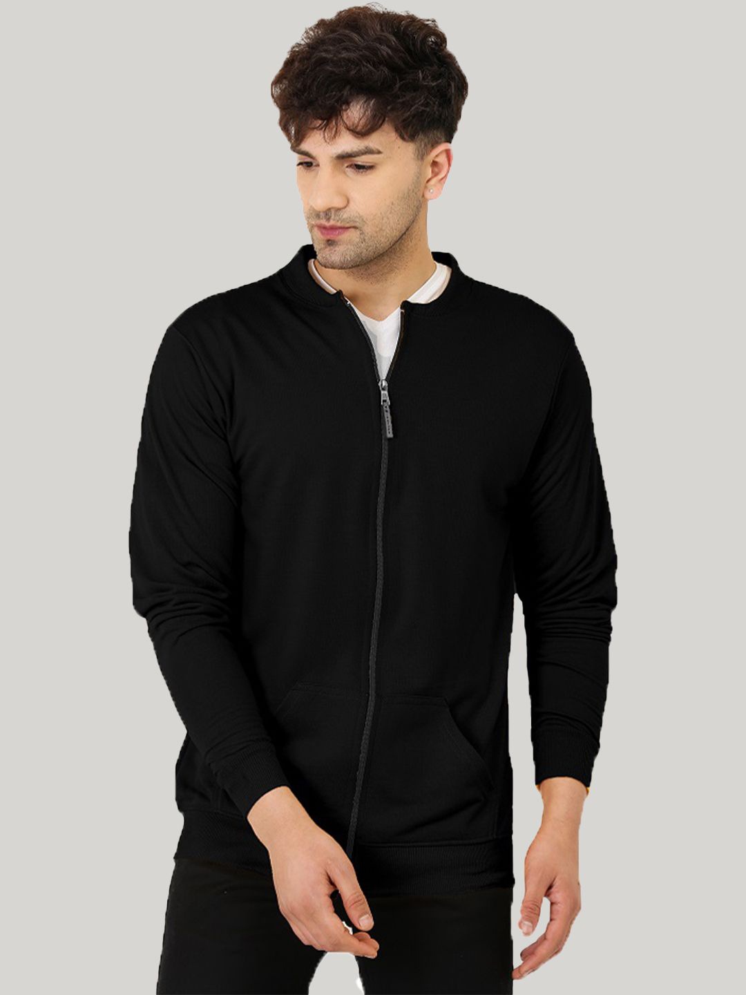 

Leotude Men Fleece Bomber Jacket, Black