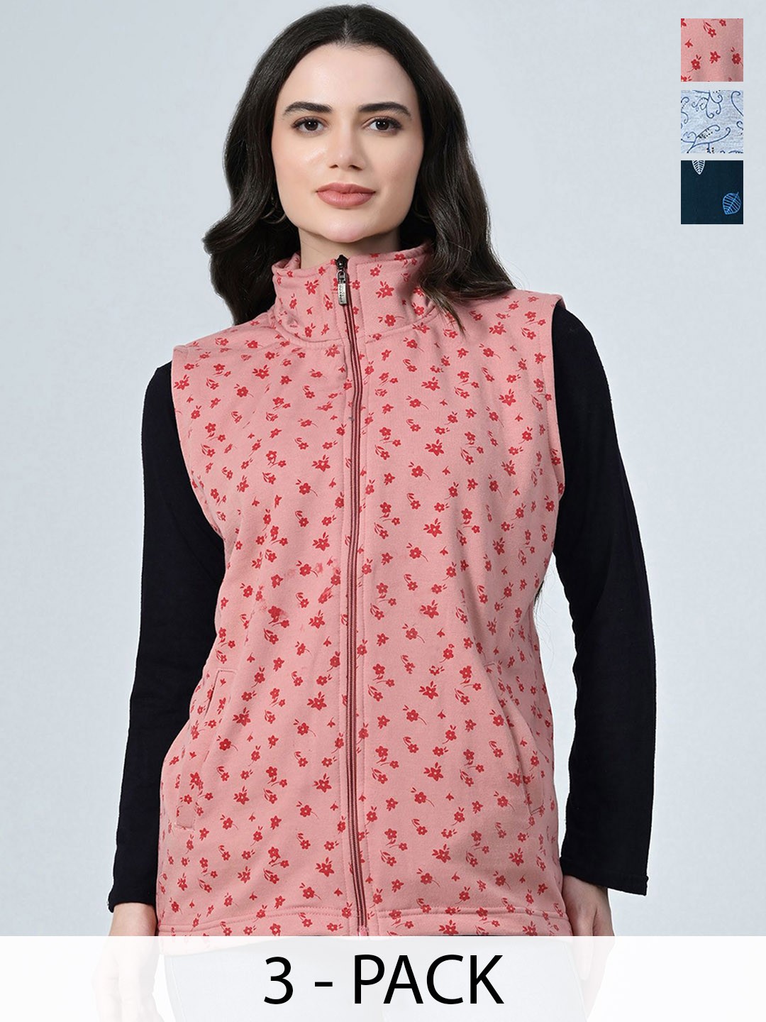 

BAESD Women Pack Of 3 Floral Lightweight Open Front Jacket, Pink
