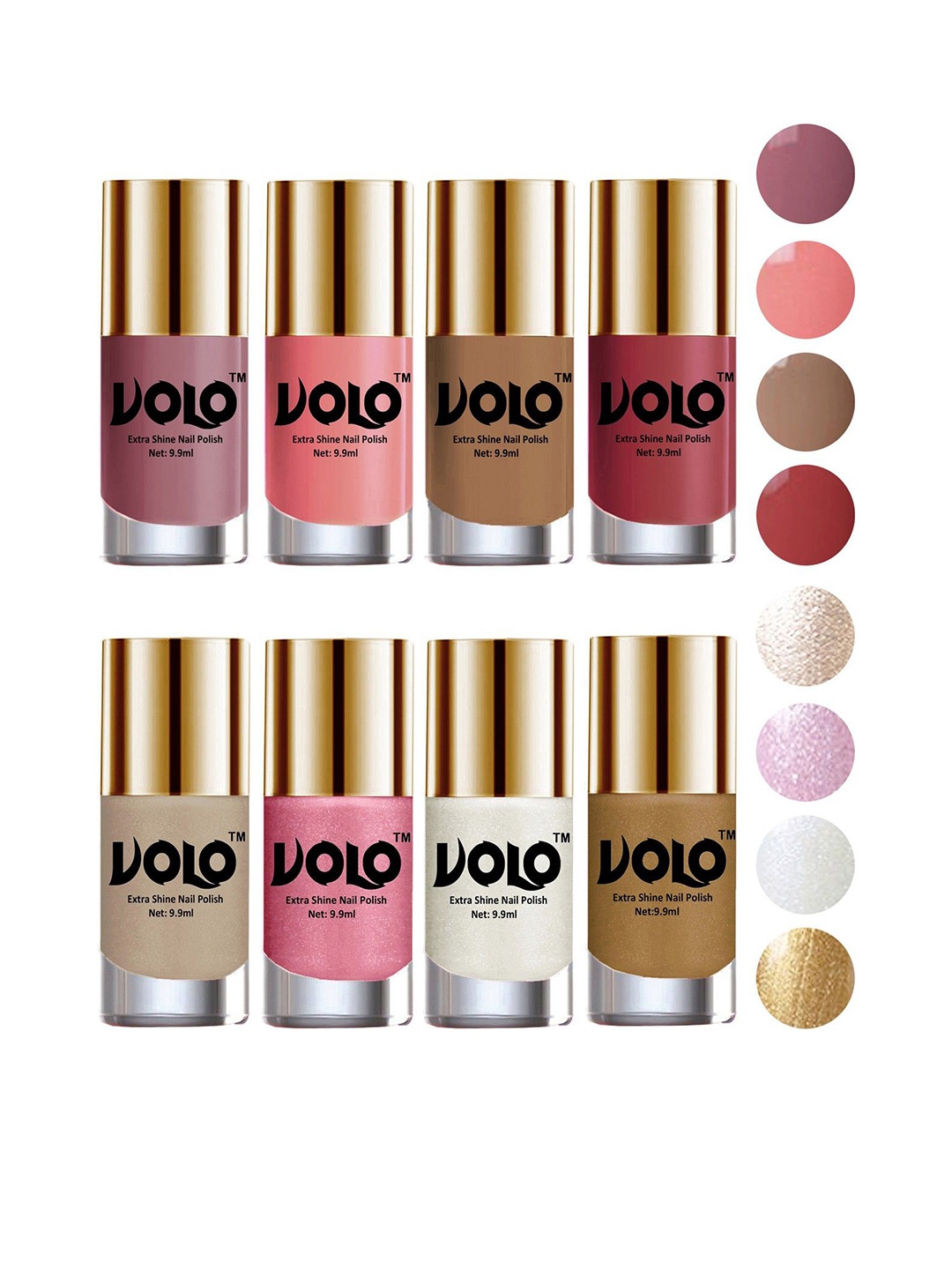 

VOLO Set Of 8 Extra Shine Nail Polish-9.9ml Each-Combo-No-48, Beige