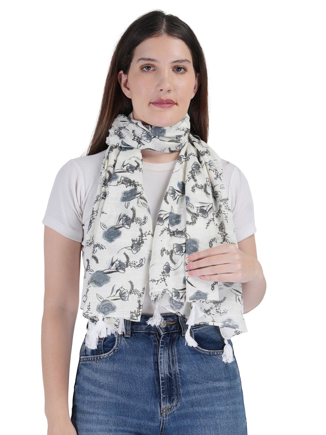 

TEEMOODS Women Printed Scarf, White