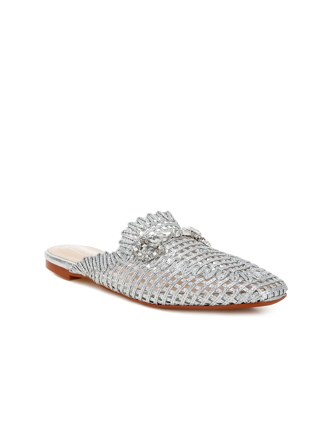 

London Rag Women Woven Design Slip-On Sneakers, Silver
