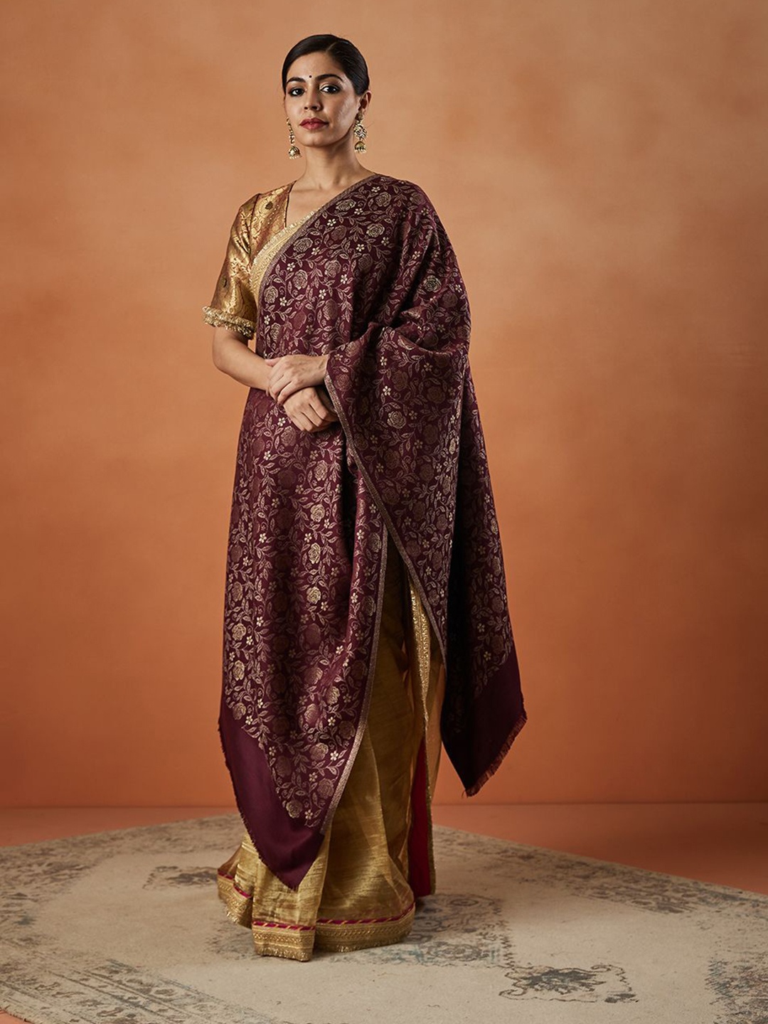 

Pashmoda Women Woven Design Stole, Purple