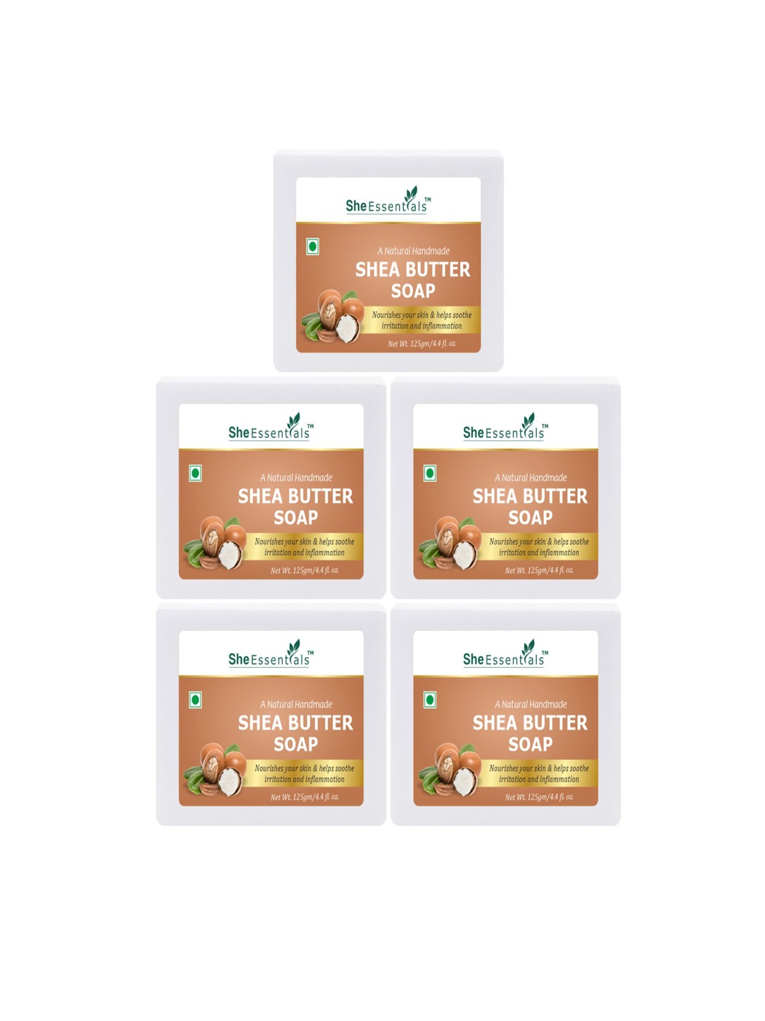 

She Essentials Set Of 5 Natural Shea Butter Soap-125g Each, Transparent