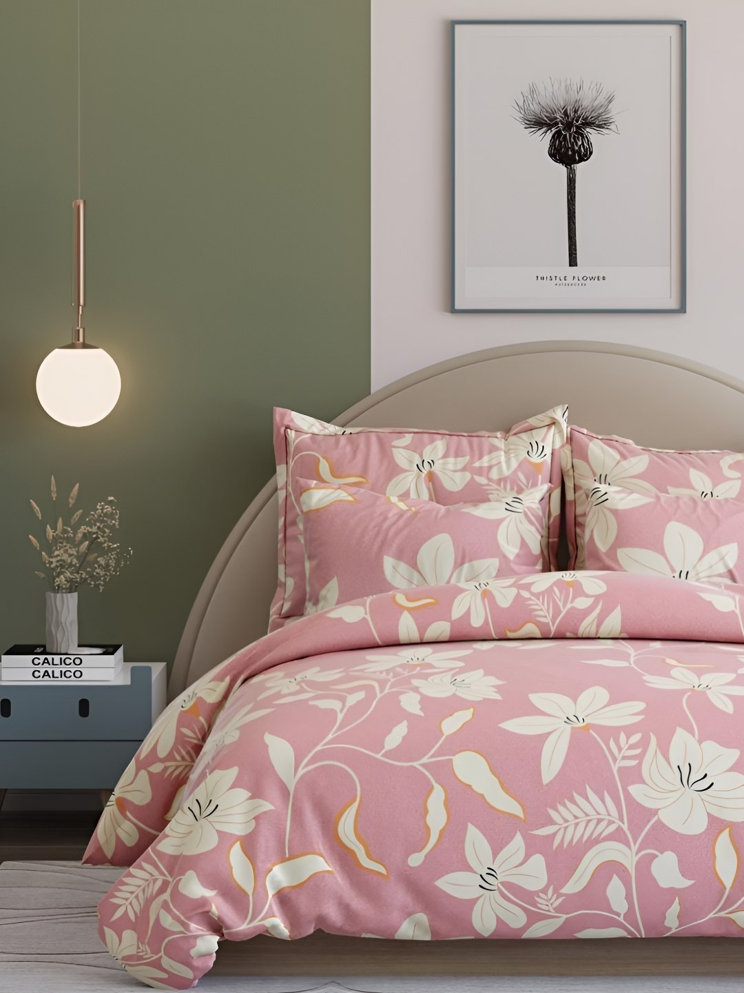 

Bajo's Pink & White Ethnic Motifs 350 TC King Bedsheet with 2 Pillow Covers