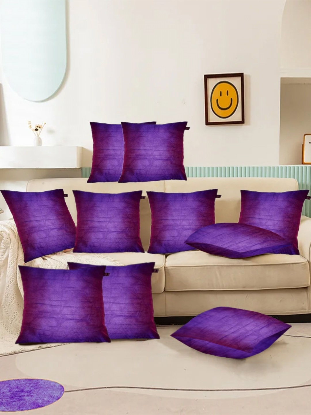 

Lushomes Purple Set of 10 Square Cushion Covers