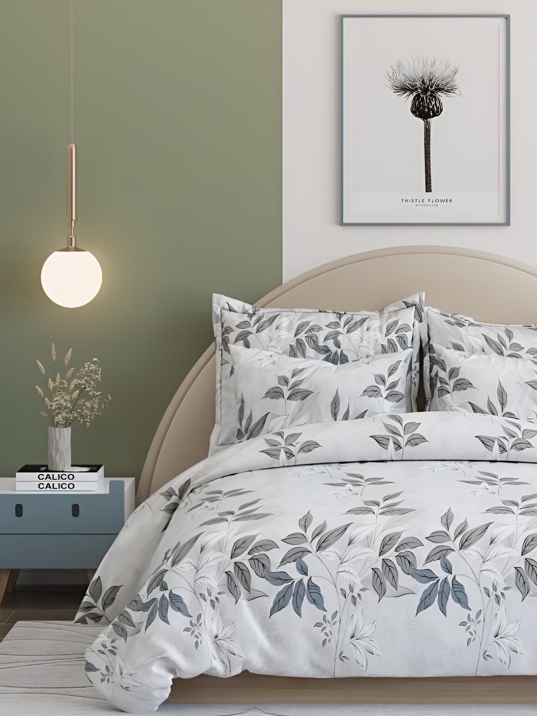 

Bajo's White & Grey Ethnic Motifs 350 TC King Bedsheet with 2 Pillow Covers