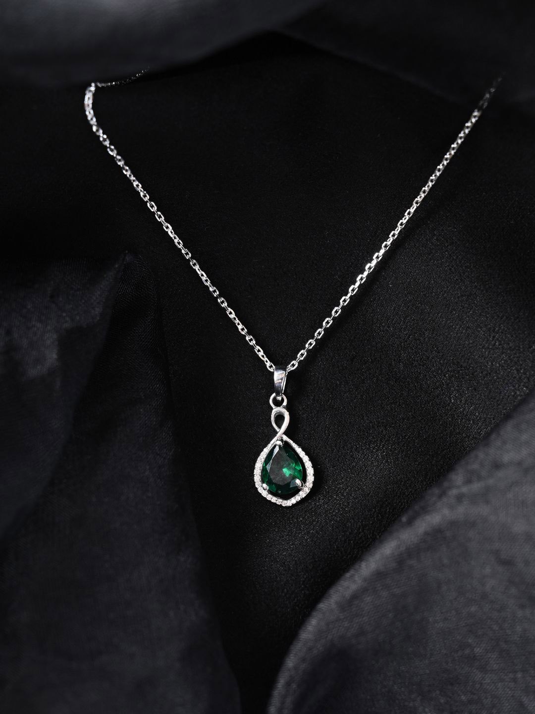 

Clara Rhodium Plated 925 Sterling Silver Cubic Zirconia Pendant with Chain