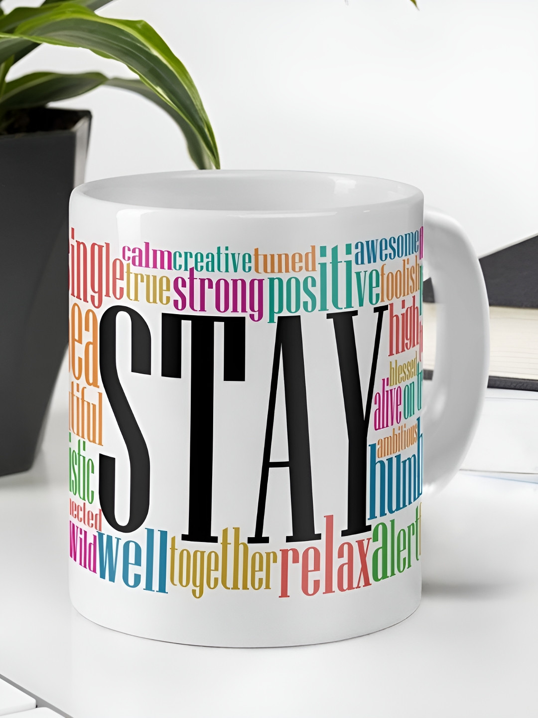 

Indigifts White & Black Text or Slogans Printed Ceramic Matte Mugs 325 ml