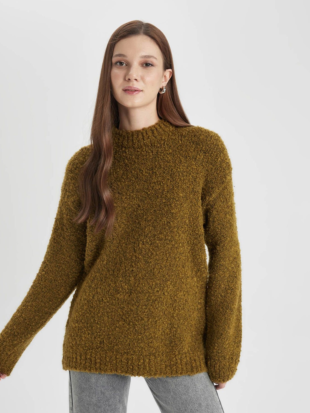 

DeFacto Round Neck Long Sleeve Sweaters, Maroon