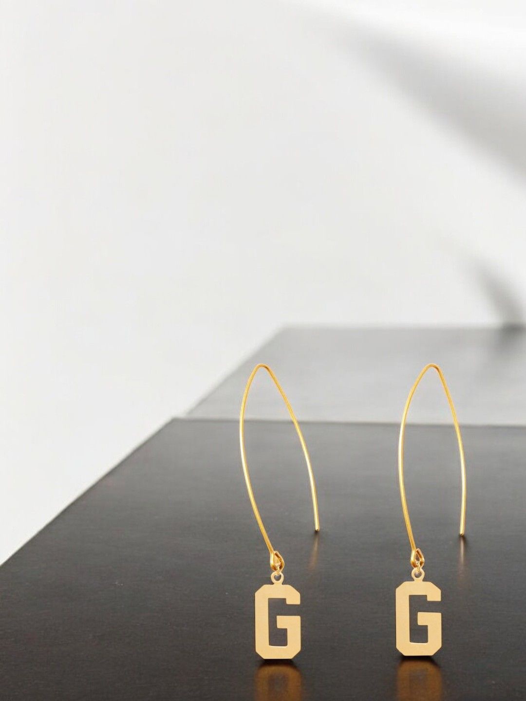 

Goldnera 9.25 Sterling Silver Alphabet Shape Drop Earrings, Gold