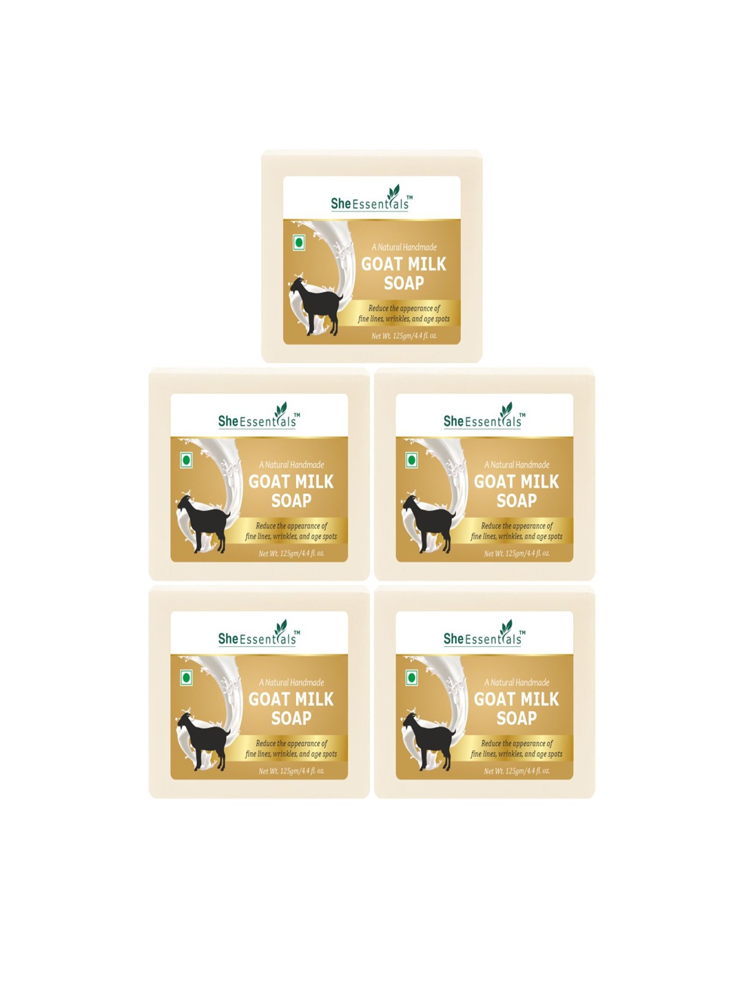 

She Essentials Set Of 5 Natural Goat Milk Soap-125g Each, Transparent