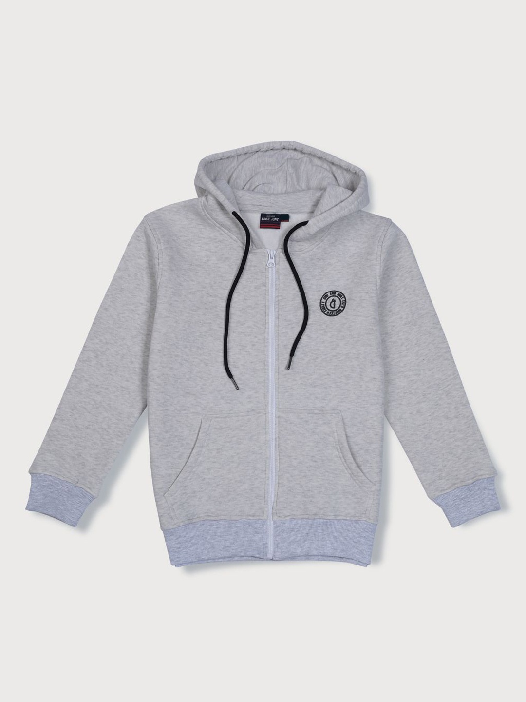 

Gini and Jony Boys Cotton Hooded Brand Logo Printed Tailored Jacket, Grey