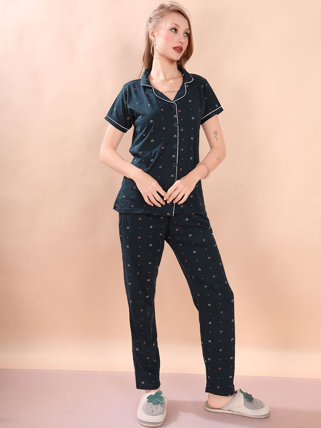 

FOMTI Women Printed Night suit, Blue