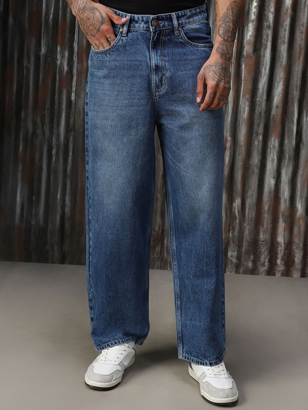 

High Star Men Relaxed Fit Heavy Fade Jeans, Blue