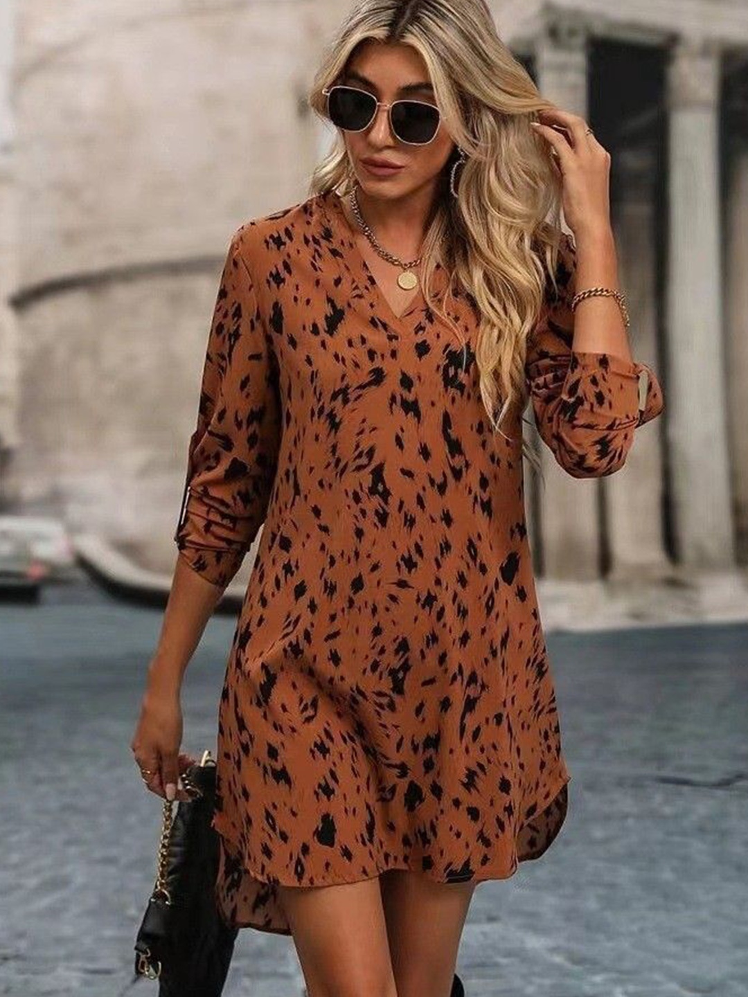 

HERE&NOW Floral Print A-Line Dress, Brown
