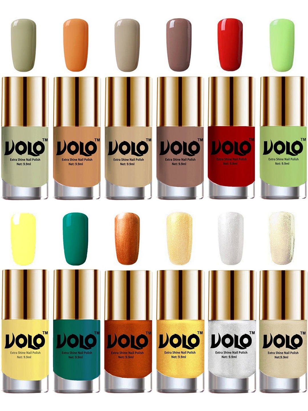 

VOLO Set Of 12 Luxury Super Shine Nail Polish- 9.9ml Each- Combo- No- 132, Orange